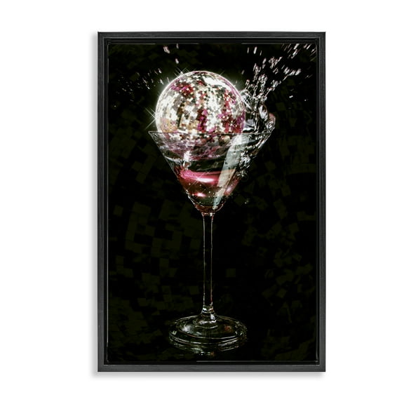 Stupell Industries Disco & Cocktail Splash Food & Beverage Painting Black Floater Framed Art Print Wall Art, 17 x 25