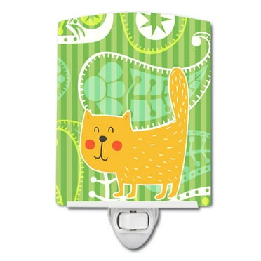 Caroline's Treasures BB6785CNL Cat on Paisley Ceramic Night Light, 6x4x3", multicolor