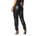 thumbnail image 4 of Baqcunre Cargo Pants Women Women'S Faux Leather Loose Solid Pant High Waist Baggy Jogger Cargo Pant With Pockets Leather Pants For Women Pants For Women Black L, 4 of 7