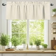 thumbnail image 2 of Cream Valances for Windows, 42 x 18in, Solid Color Rod Pocket Kitchen Valance Curtain Light Filtering Window Treatments for Living Room Bedroom, 1 Panel, 2 of 7