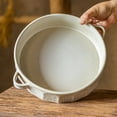 thumbnail image 5 of Double Ear Cut Surface Round Plate Vintage Rough Pottery Baking Dish Dry Pot Plate Restaurant Household Soup Plate Dumpling Plate, 5 of 5