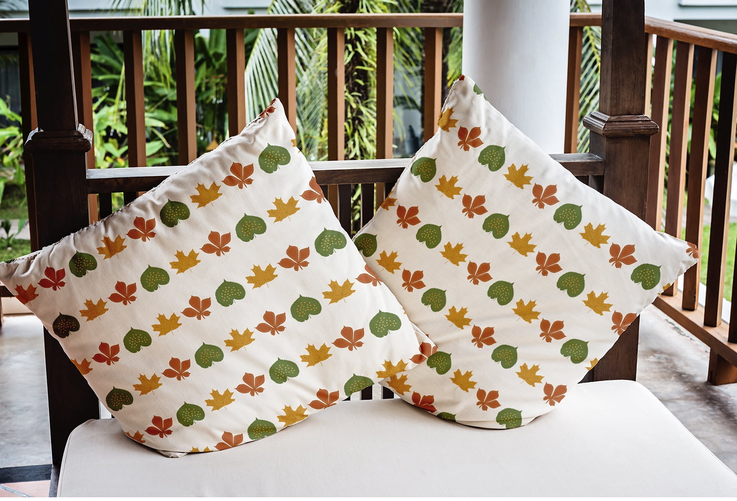 Simply Daisy 16" x 16" Leaf Stripe Polyester Indoor/Outdoor Pillow, Scallion (1 Count)