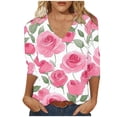 thumbnail image 2 of Womens Summer Shirts and Tops Womens Summer Shirts Cotton Quarter Length Sleeve Tops Plus Size Cotton Tunic Tops for Women Tshirts Shirts, 2 of 4