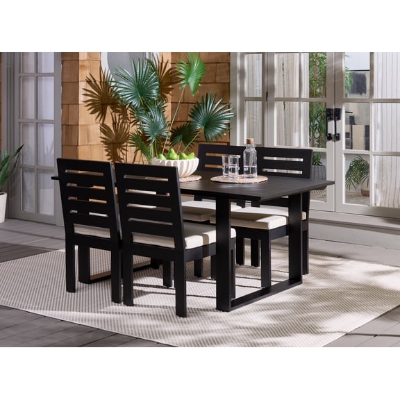 Safavieh Fash Modern Aluminum Sleg Leg Outdoor Dining Table, Black