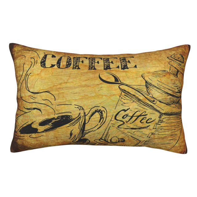 Fotbe Coffee Vintage Funda de Almohada Decorativa Estilo Occidental, Lujo en Algodón, Fundas para Almohadas King, Cojín Estampado para Decoración del Hogar-20"x30"