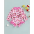 thumbnail image 3 of BemeyourBBs Toddler Baby Girl Turtle Swimsuit Infant Girl Bathing Suit One Piece Swimsuits Long Sleeve Rash Guard Swimwear Zipper Summer Beach Wear, 3 of 9