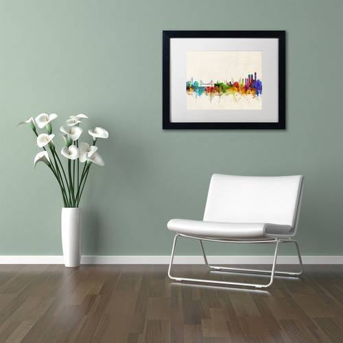 Trademark Fine Art 'Istanbul Turkey Skyline' Canvas Art by Michael Tompsett, White Matte, Black Frame