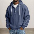 thumbnail image 3 of LNZGNM Henley Hoodie for Men Waffle Knit Drawstring Pullover Long Sleeve Casual Loose Fit Sweatshirt Hooded Tops 2026, Navy (XXXXL), 3 of 5