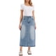 thumbnail image 2 of Falda Maxi de Denim Inspire Chic para Mujeres, Cintura Elástica, Lavada, Corte A, Falda Larga de Jean M Azul, 2 of 6