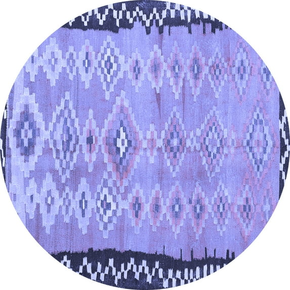 Ahgly Company Indoor Round Oriental Blue Traditional Area Rugs, 4' Round
