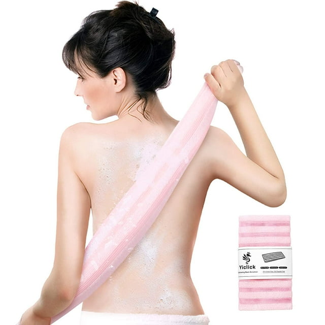 Yiclick Toalla exfoliante – Esponja exfoliante para el cuerpo – Esponja de lavado de lufa – Toallita coreana, japonesa y africana – Suave + exfoliante áspero para la espalda – para piel sensible y ásp