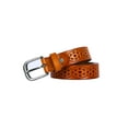 thumbnail image 2 of Ceinture en Cuir à Boucle à Ardillon Creux Multi-Trous Sculptée pour Femmes Camel-Fleurs, 2 of 7