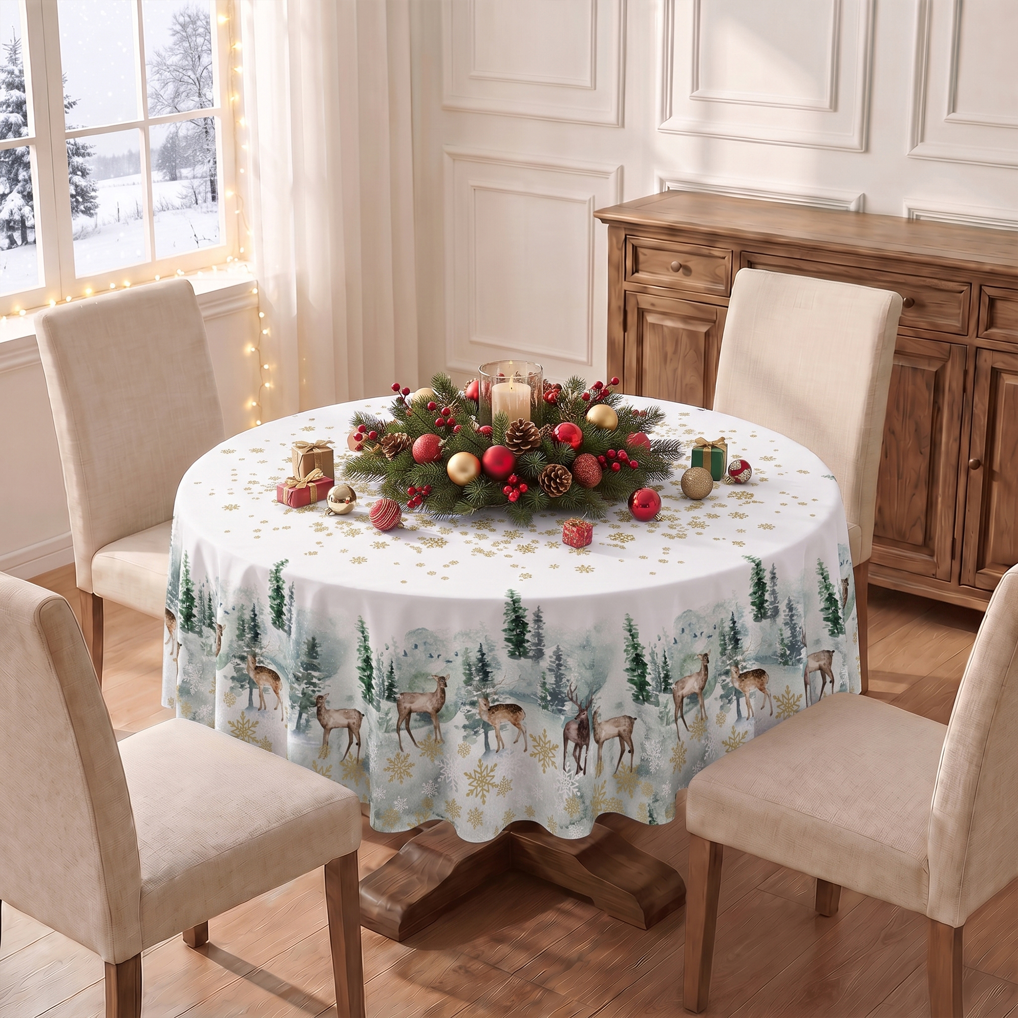 Sm:)e Christmas Table Cloth 60 Inch Round photo 5