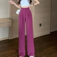 thumbnail image 4 of Ketyyh-chn99 Women Pants Plus Size Relaxed Fit Comfort Wear Women's Wide Leg Pants High Waisted Business Work Trousers Long Straight Pants Hot Pink,XL, 4 of 5