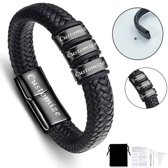 Personalized Urn Bracelet for Ashes Leather Cremation Bracelet for Human Ashes Stainless Steel Ashes Bracelet Memorial Cremation Jewelry Keepsake Bangle for Men
