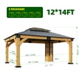 thumbnail image 3 of Auhilence 12x14FT Cedar Wood Gazebo with Sunlight Roof &Storage Cabinet, 3 of 7
