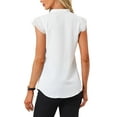 thumbnail image 3 of INSPIRE CHIC Women's Ruffle Sleeveless V Neck Blouse Solid Elegant Shirt, 3 of 6