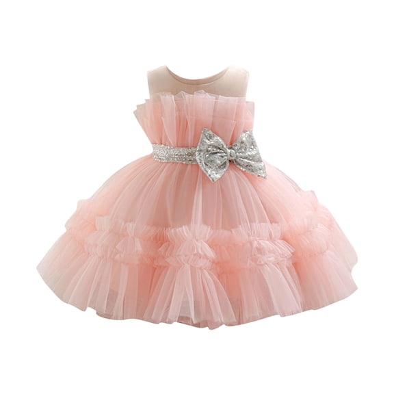 Summer Dresses for Girls Girls Puffy Dress Tutu Party Gown for Birthday Pageant Sleeveless Formal Attire for Special Celebrations Light Pink 100