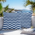thumbnail image 5 of Abstract Waves Outdoor Pillow Covers Set of 2 Stripes Navy Blue Water Ripple Waterproof Throw Pillow Case Decorative Square Cushion Cover for Patio Couch Garden Balcony, 20"x20", 5 of 9