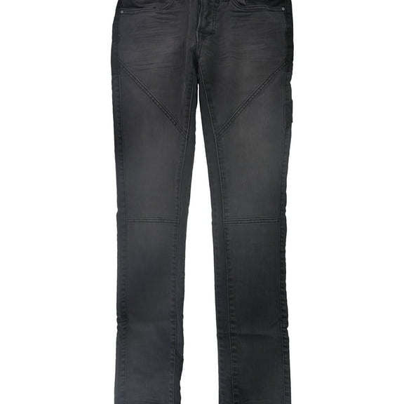 Rogue State Mens Zipper Pockets Slim Fit Jeans, Black, 29W x 33L