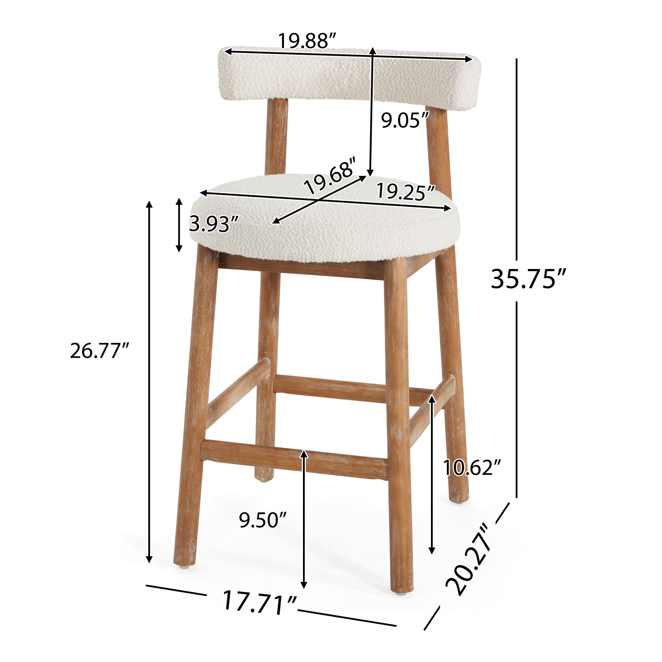 Christopher Knight Home Minimalist 26.77" Counter Height Bar Stools, Solid Wood Frame, Natural, Set of 4