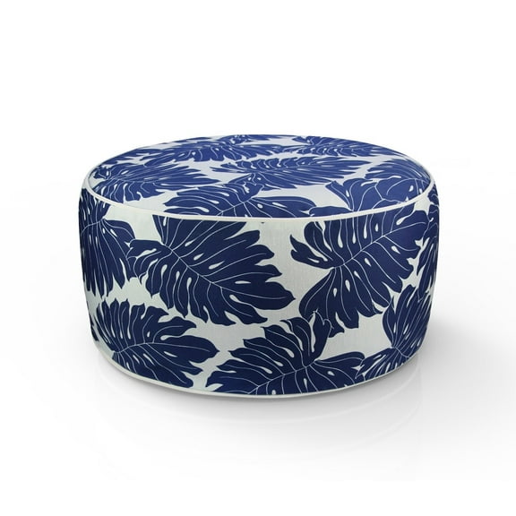 FBTS Prime Outdoor Ottomans Inflatable Footstool Navy Leaves Round 21x9 Inch Patio Foot Stools and Ottomans Portable Footrest Used for Outdoor Camping Home Yoga Foot Rest