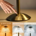 thumbnail image 3 of Yanyu 12" Modern Cordless Brass Gold Table Lamp with White Pleated Acrylic Shade, 3 of 6