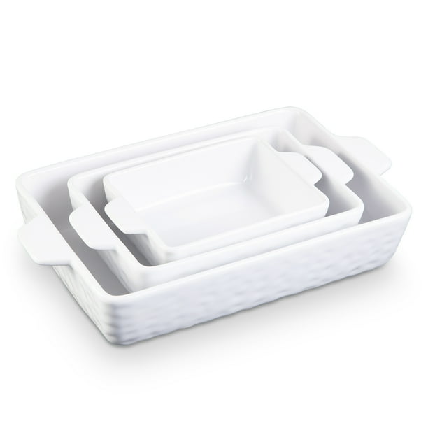 Cibeat 3Piece Ceramic Baking Dish Porcelain Bakeware Set, Three Pack