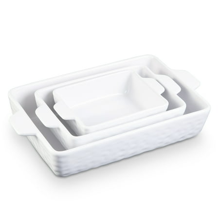 

SAINSPEED Casserole Dish Set 3 Pcs Ceramic Baking Dish Set 14.69 x 8.5 Inches of Deep Lasagna Pan with Handles Baking Dishes for Oven to Table Rectangular Bakeware Set for Cooking