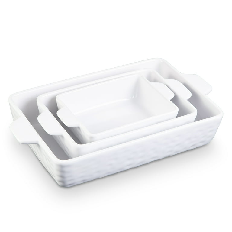 3 Piece Ceramic Baking Dish Porcelain Bakeware Set, Thicken Rectangular  Baking Pan 