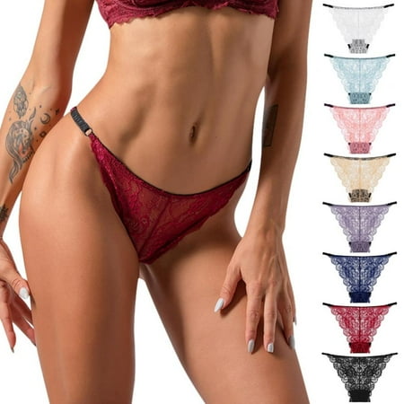

8Pcs Women Floral Thong Charming Mesh G-string Underwear Low Rise Lace G-String Strappy Panties Gift for Valentine
