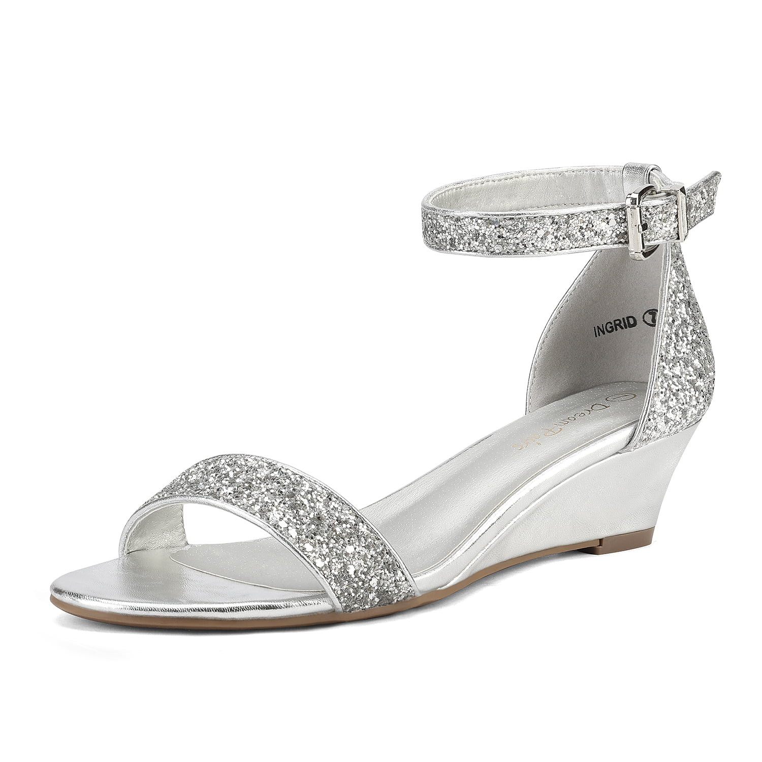 silver glitter wedge sandals
