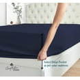 thumbnail image 3 of Couture Charm Hotel Luxury 500-TC Giza Cotton Full Size 4-Pcs Sheet Set Fits Upto 14-18" Deep Pocket (Stripe, Navy Blue), 3 of 4