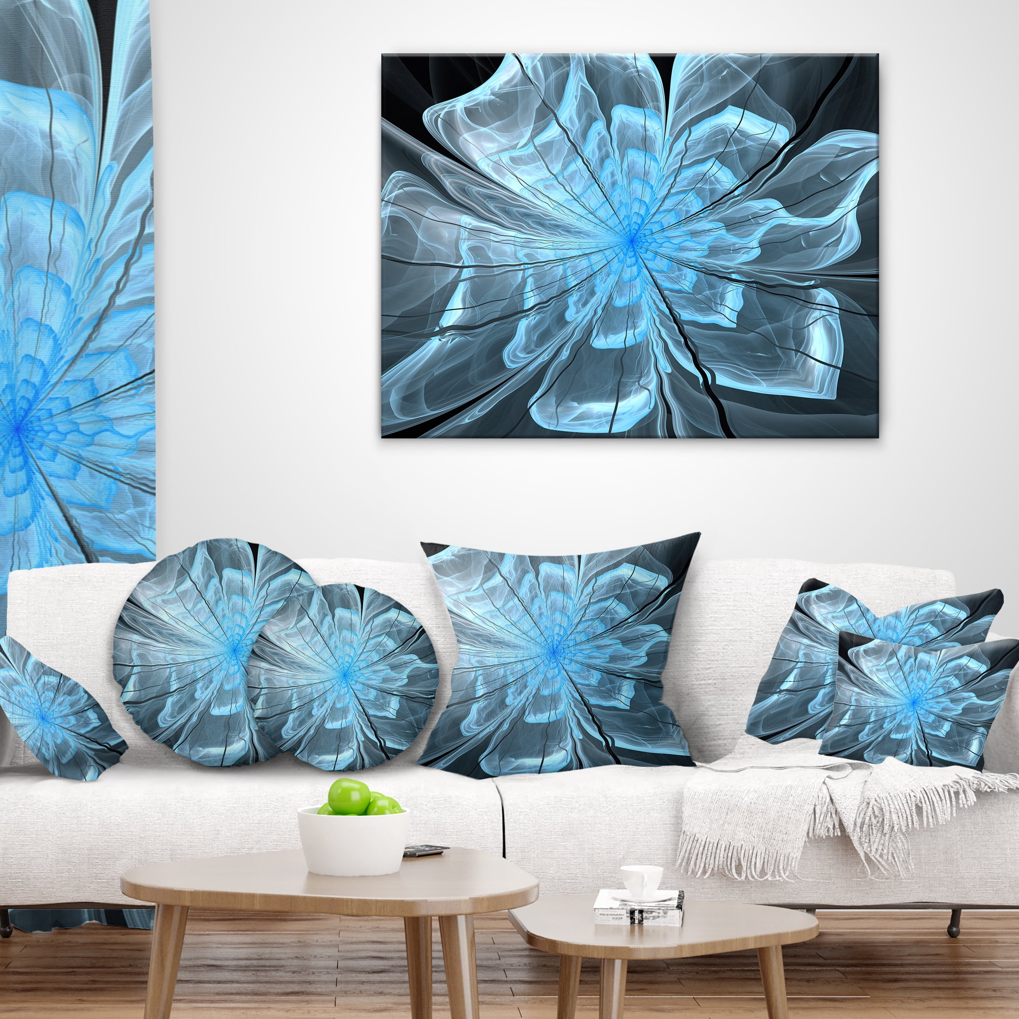 Designart 12" x 20" Contemporary, Modern Black Polyester Throw Pillow