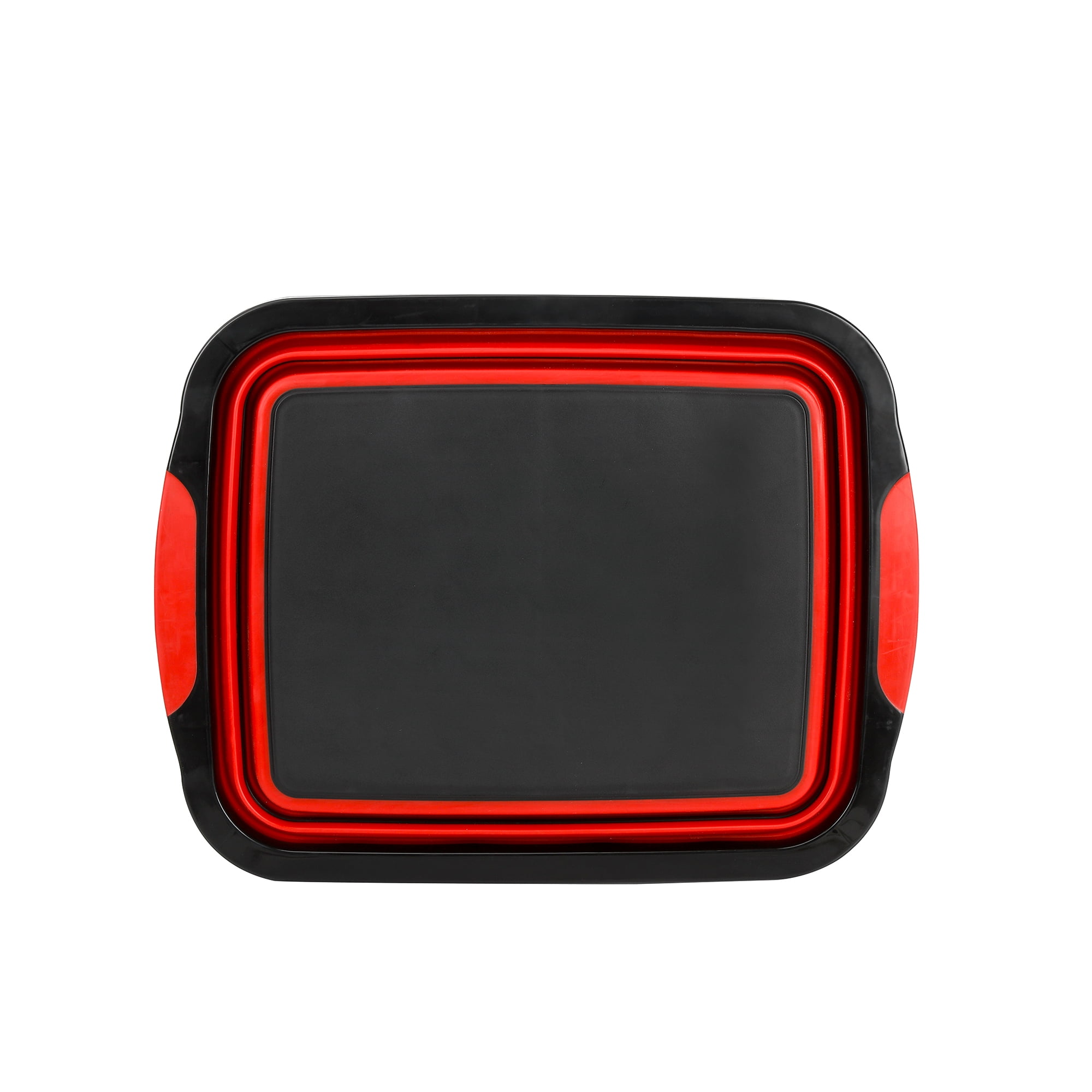 Expert Grill Collapsible Caddy and Cutting Board, Dishwasher Safe Plastic, Black and Red