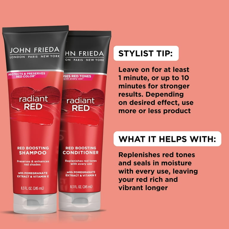 John Frieda Radiant Red Shampoo Protects Enhances Colored Red Hair with Vitamin E 8.3 oz Walmart