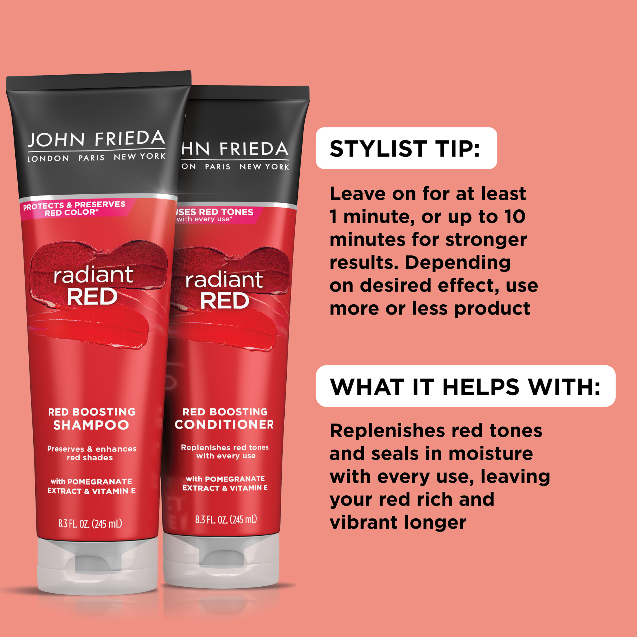 John Frieda Radiant Red Red Boosting Daily Shampoo, Color-Enhancing Shampoo for Red Hair, 8.3 fl oz - image 2 of 8