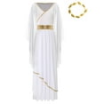 thumbnail image 3 of Aislor Womens Ancient Roman Queen Toga Robe Dress with Leaf Garland Headwear Greek Beauty Costume White L, 3 of 7