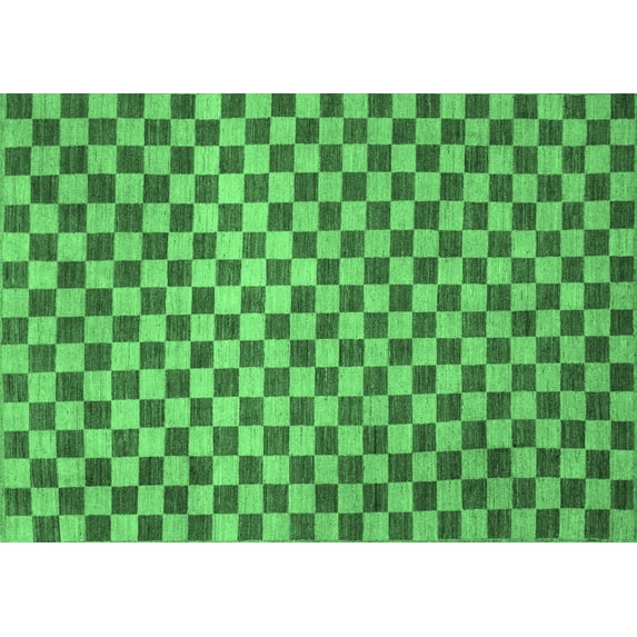 Ahgly Company Indoor Rectangle Checkered Emerald Green Modern Area Rugs, 8' x 12'