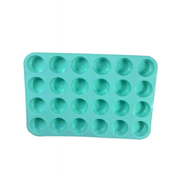 Zhuge Juego de mini muffins y cupcakes, juego de 24 tazas de 2 piezas, bandeja para hornear de silicona antiadherente, perfecto para hacer pasteles de muffins (24 tazas verde menta, 2 piezas)