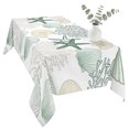 thumbnail image 2 of Green Coastal Table Cloth Waterproof Tablecloths, Summer Beach Starfish Coral Shell Nautical Tablecloth Dining Table Cover for Kitchen Party Tabletop Outdoor, Rectangle Tablecloth 60x120 Inch, 2 of 9