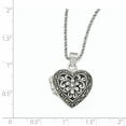 thumbnail image 3 of 925 Sterling Silver Marcasite Heart Locket with Chain Necklace 18 Inch, 3 of 7