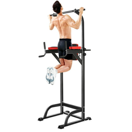 Adjustable Power Tower Gym Power Rack Pull-Up Bar Abs Workout Knee Crunch Triceps Station Power Tower for Home Exercise & (Best Power Tower Workouts)