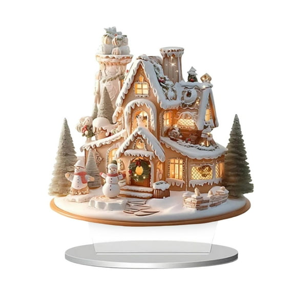 End of 2025 Clearance 1PC Christmas Candy Houses Village | Gingerbread Christmas House Desktop Decoration | 2D Acrylic Christmas Village Decor | Christmas Cottage with Base Tray