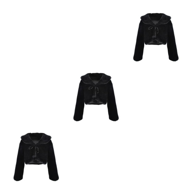 Chal para Niñas Minnieouse vestido de fiesta de Navidad estilo dulce abrigo encogimiento de hombros Negro