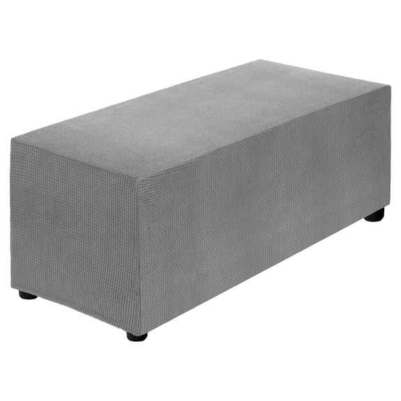 Stretch Ottoman Cover Rectangular Fit Length 51"-63", X-Large, Light Gray