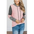 thumbnail image 2 of Women Casual Hoodies Color Block Pullover Long Sleeve Tops With Drawstring Sweatshirts, 2 of 8