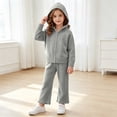 thumbnail image 2 of BLVB Girls 2 Piece Outfit Set Long Sleeve Zipper Knit Sweater Jacket and Lace Wide Leg Pants Lounge Sets Fall Winter Clothes for Toddler Kids(Gray,2-3 Years), 2 of 9