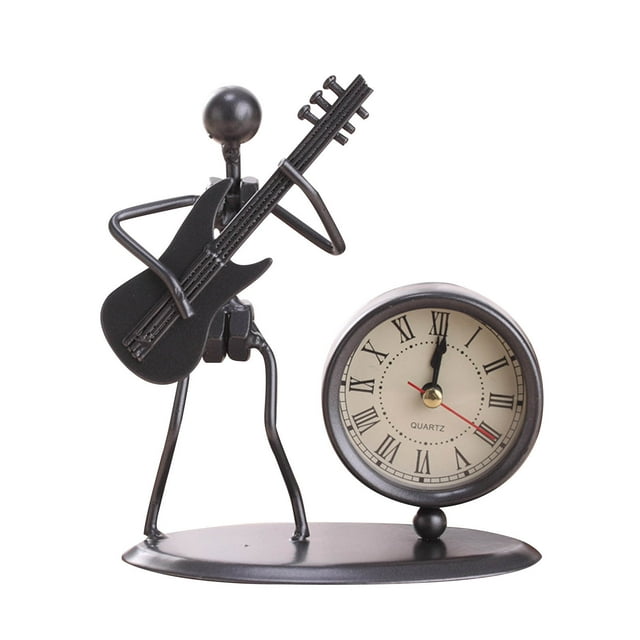 Awdenio Creative Wrought Iron Musical Instrument Villain Clock Wrought Iron Retro Personality Clock