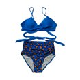 thumbnail image 3 of up to 30% off Gifts Wycnly Sexy Swimsuits for Women Sexy High Waist Tummy Control Bathing Suits Beachwear Sleeveless V-Neck Leaves Print Swimwears Bikini Swimsuits Blue S, 3 of 4